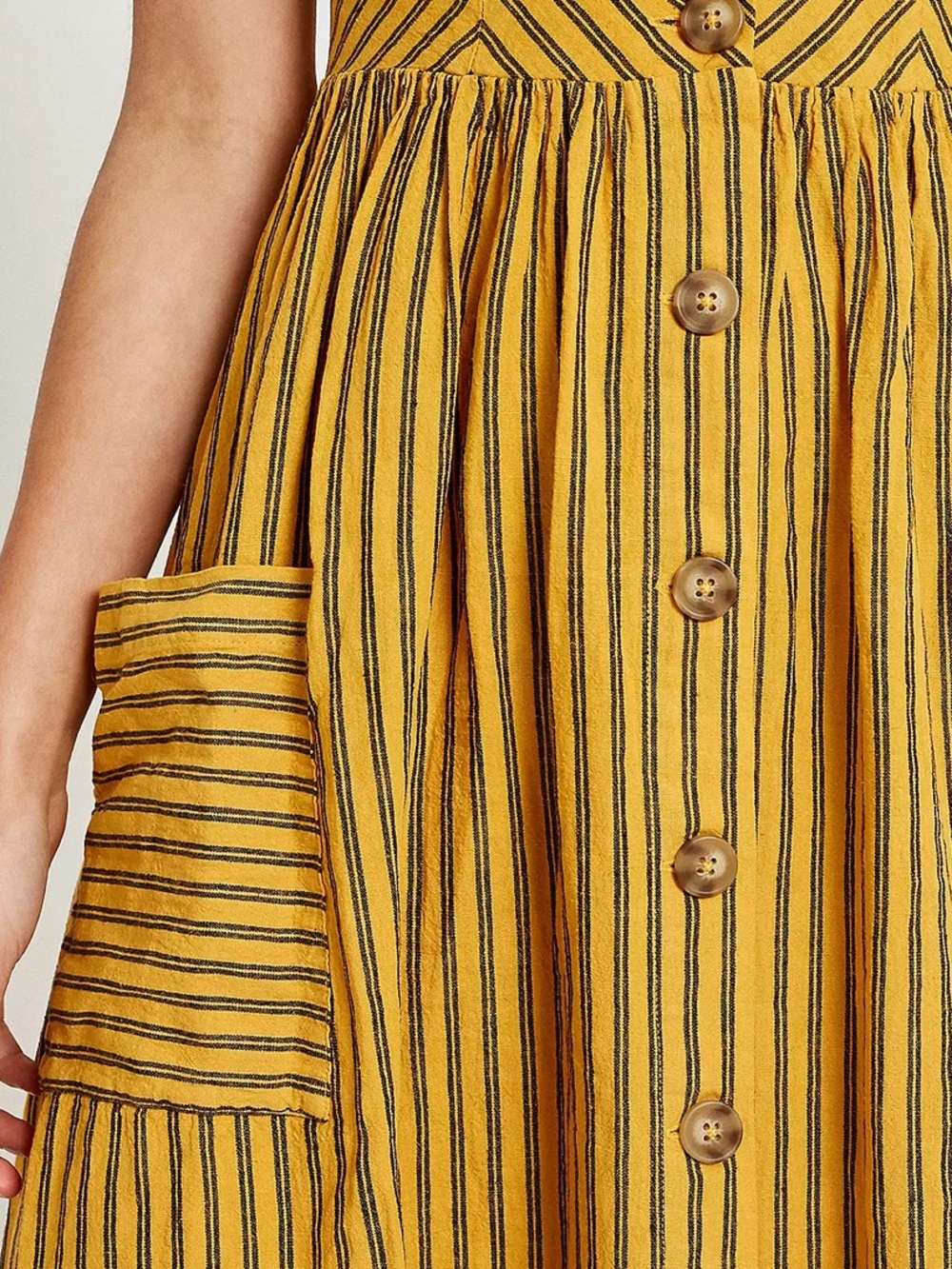Japna Mustard Yellow Striped Midi Dress - Picture 5 of 6